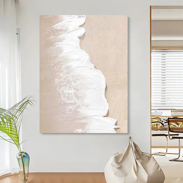 White 3D Ocean Waves Painting White 3D Plaster Art White 3D Texture Wall Painting Minimalist Art