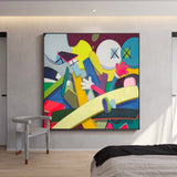 Kaws colorful pop art Kaws colorful pop painting Kaws pop wall art Kaws cartoon painting