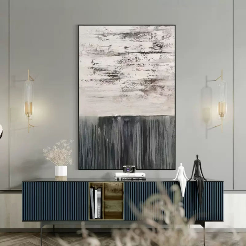 Wabi-Sabi Abstract Painting Gray 3D Minimalist Abstract Art Gray Textured Wall Art Gray Canvas Art