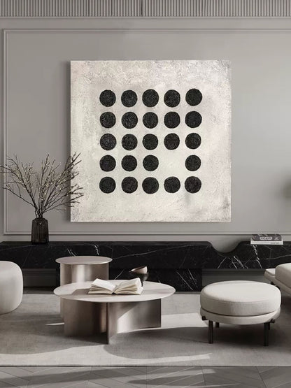 Wabi-Sabi Wall Art Black and White 3D Abstract Painting Wabi-Sabi Wall Decor Painting Minimalist Art