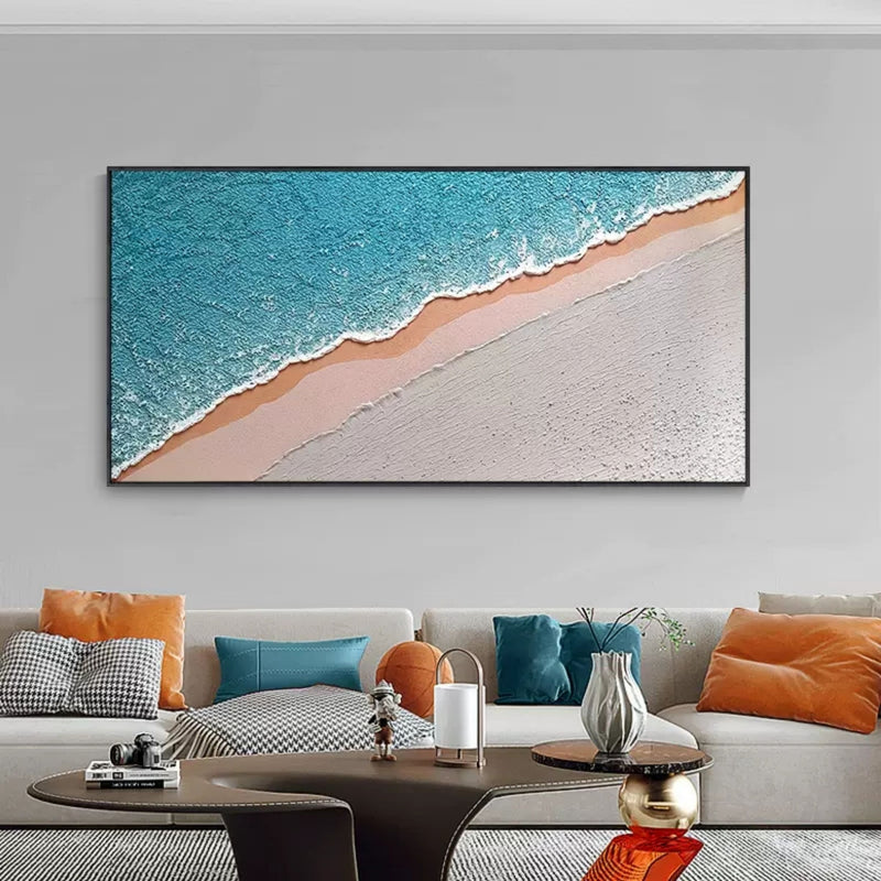 Large Blue ocean 3D Paintings Large Blue ocean Texture Wall Art Large Blue ocean Minimalist Painting