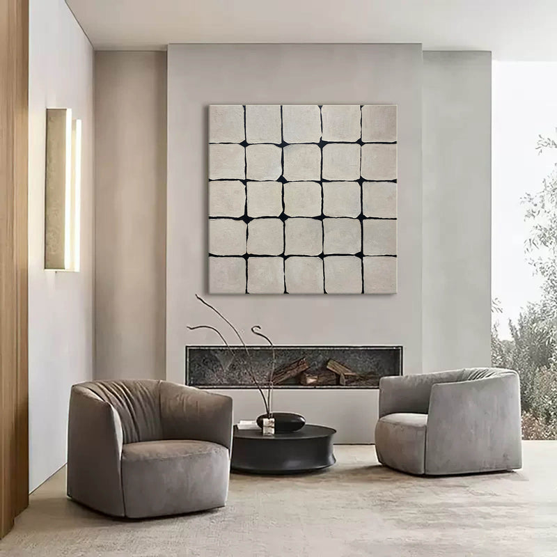 3D Gray Textured Canvas Painting Textured Wall Art Gray Oil Painting Minimalist Abstract Art Canvas