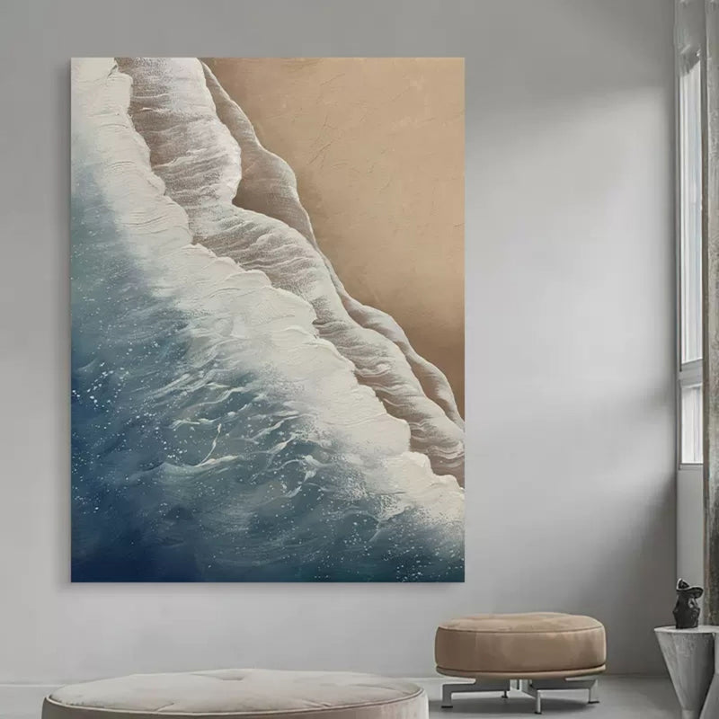 Large 3D Ocean Wave Painting Large 3D Ocean Wave Texture Wall Art 3D Plaster Art Minimalist Painting