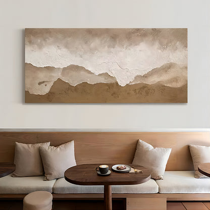 Large Brown Texture Painting 3D Sea Wall Art Plaster Wall Art Wabi-Sabi Wall Art Mixed Media Art