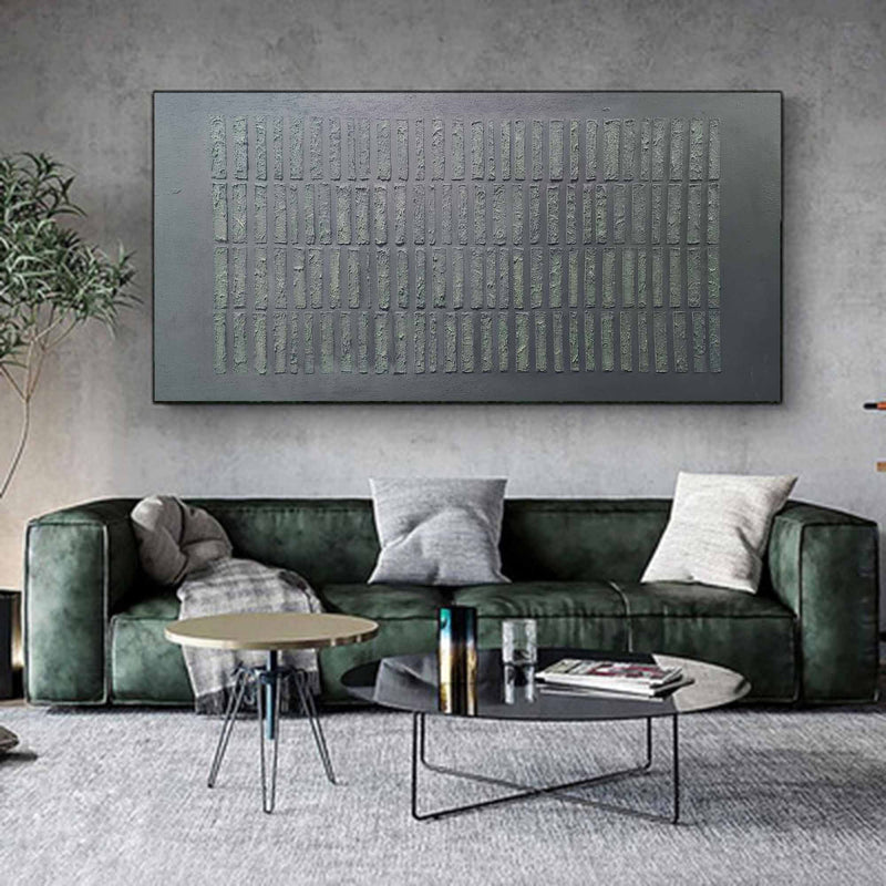 Large 3D Dark Green Abstract Painting Dark Green Oil Painting On Canvas Dark Green Textured Wall Art