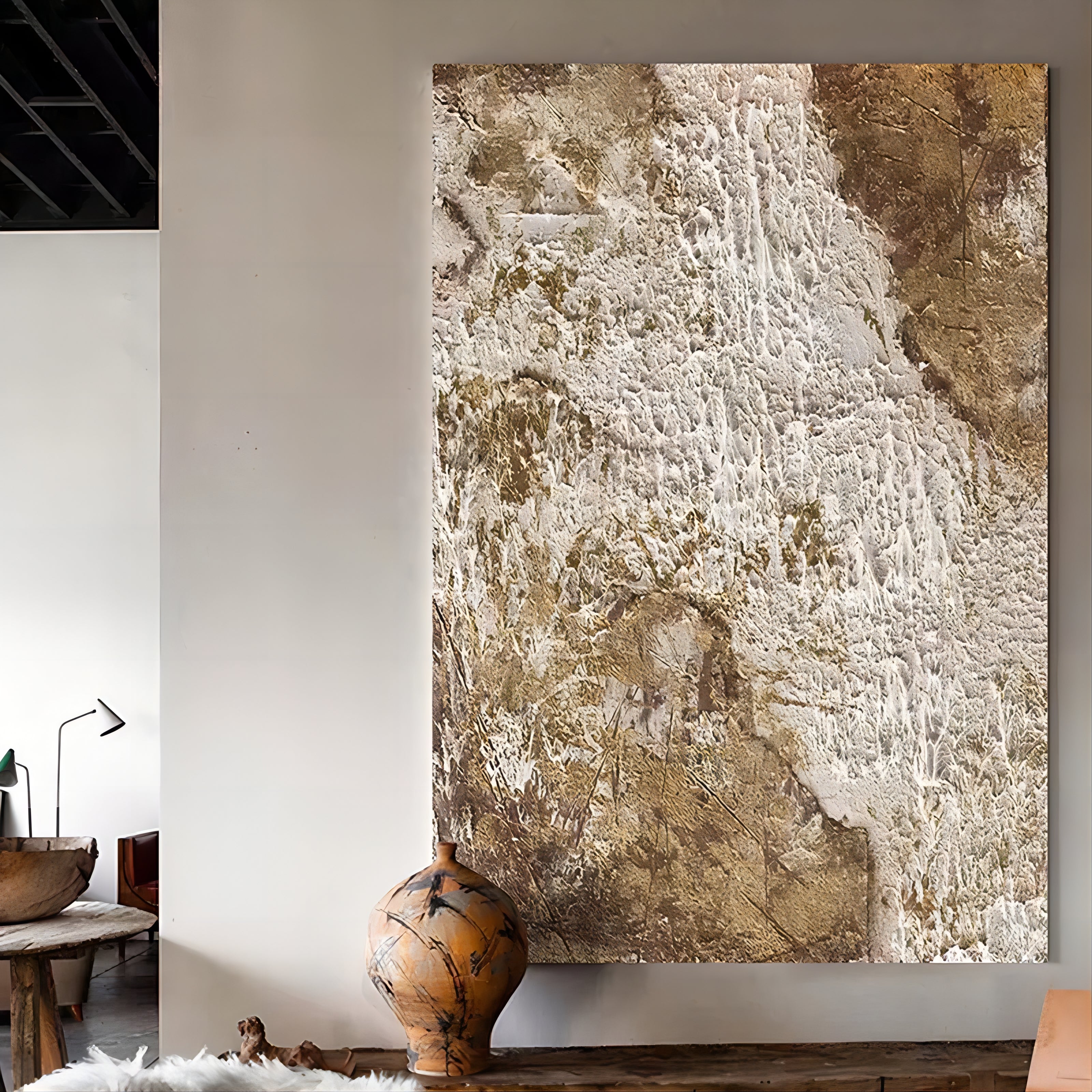 Brown Abstract Oil Painting 3D Textured Acrylic Painting on Canvas Brown Minimalist Wall Art