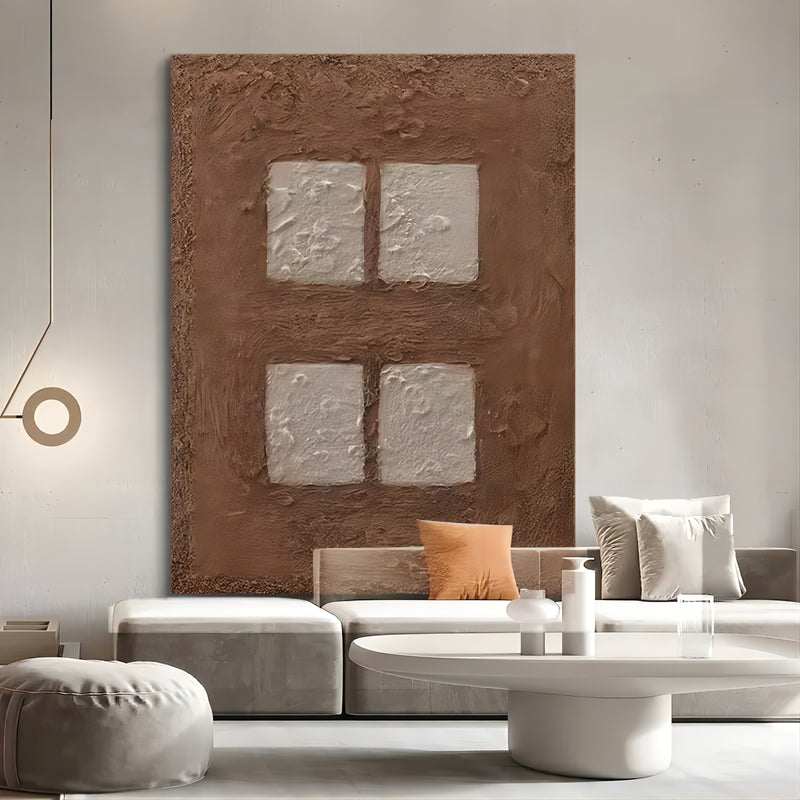 Brown Abstract Oil Painting Brown Textured Canvas Art Wabi-Sabi Wall Art brown abstract minimalism Art