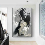 Large Gray 3D Abstract Art Plaster Wall Art WabiSabi Wall Art textured Acrylic Painting On Canvas 