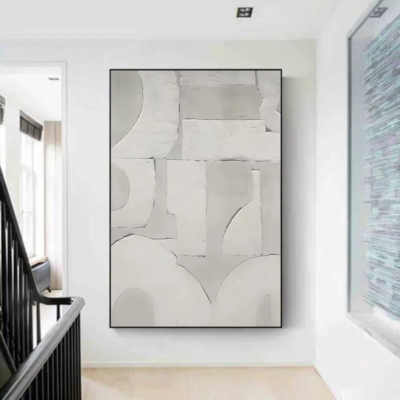 Large Gray 3D Abstract Canvas Painting Wabi-Sabi Wall Art Gray Oil Painting Gray Textured Wall Art