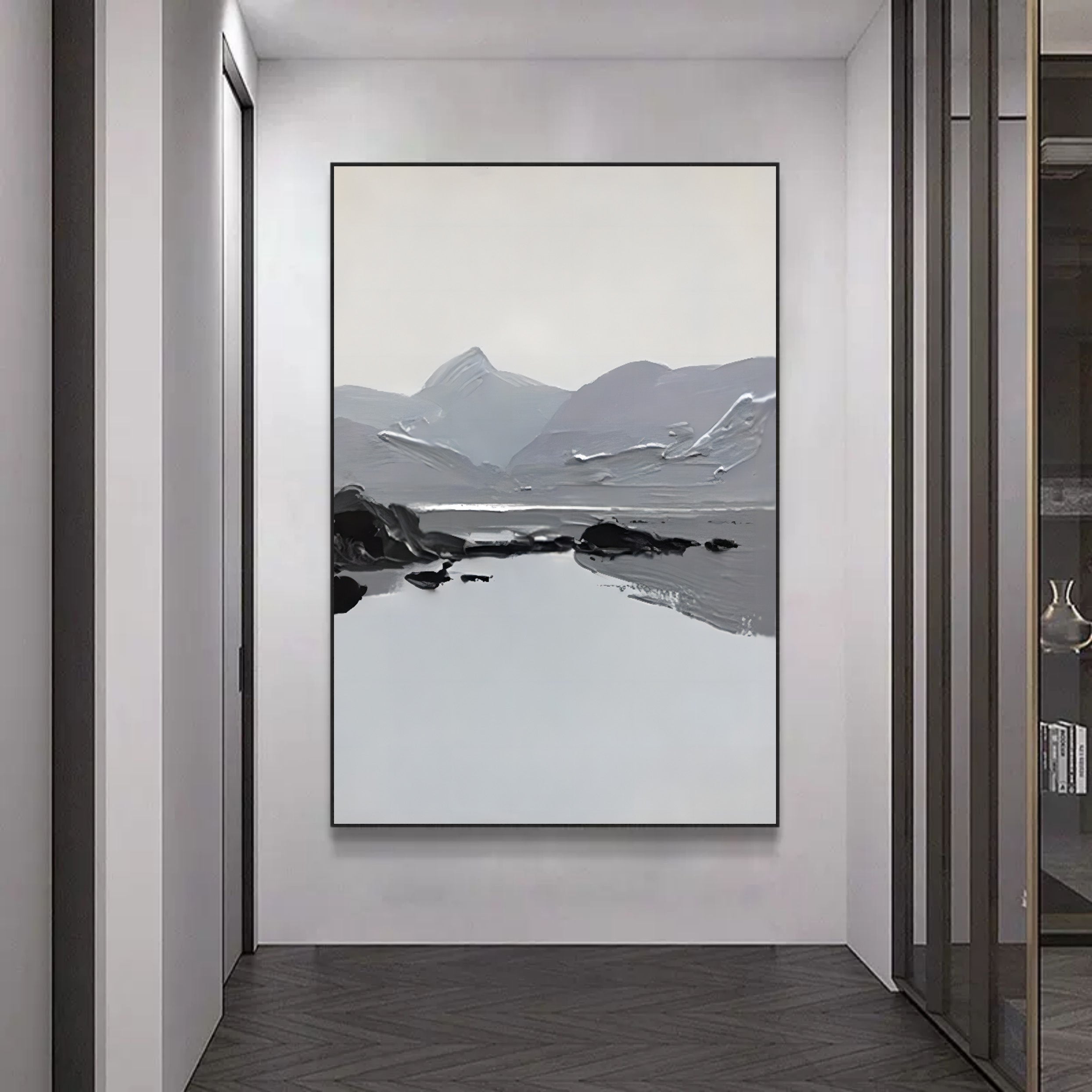 Large Gray 3D Abstract Art Wabi-Sabi Wall Art Gray Minimalist Canvas Art Gray Textured Wall Painting