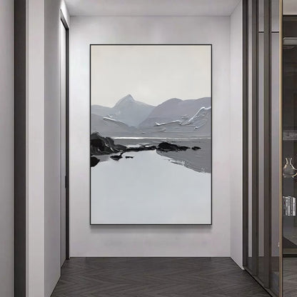 Large Gray 3D Abstract Art Wabi-Sabi Wall Art Gray Minimalist Canvas Art Gray Textured Wall Painting