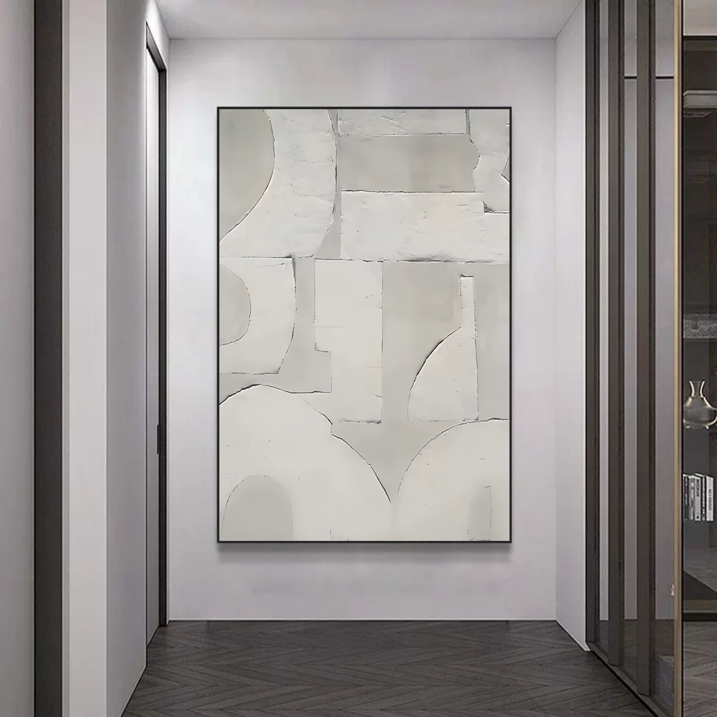 Large Gray 3D Abstract Canvas Painting Wabi-Sabi Wall Art Gray Oil Painting Gray Textured Wall Art