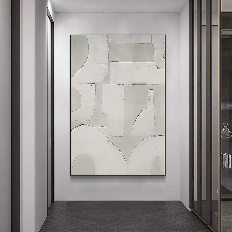 Large Gray 3D Abstract Canvas Painting Wabi-Sabi Wall Art Gray Oil Painting Gray Textured Wall Art