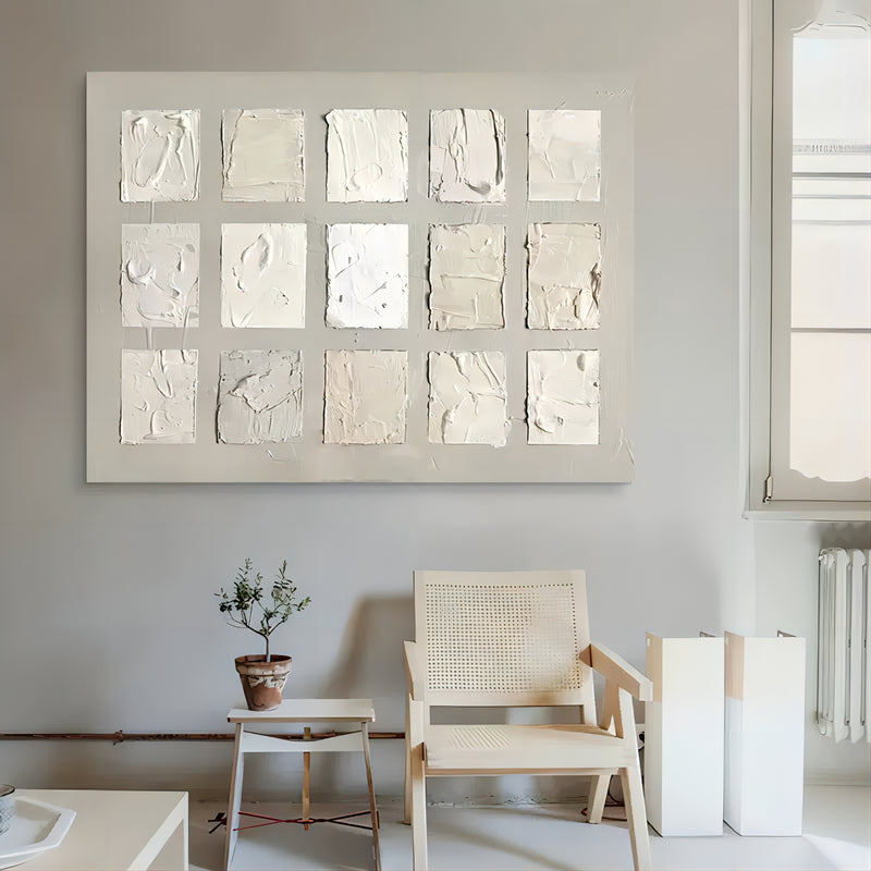 Gray 3D Textured Acrylic Abstract Painting Gray Minimalist Abstract Art 3D Plaster Art Wabi-Sabi Art
