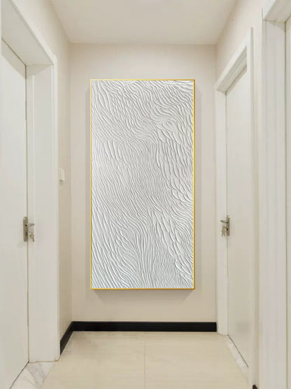 Oversized White 3D Abstract Art Textured Wall Art Plaster Wall Art Minimalist Art Knife Painting