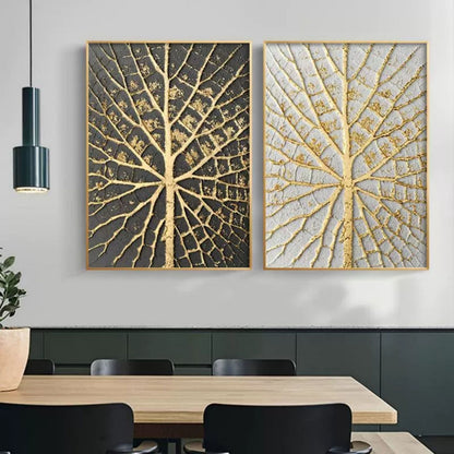 Set of 2 Gold 3D Abstract Painting Gold Texture Wall Art Gold Abstract Oil Painting Light Luxury Home Decoration Wall Painting Set of 2