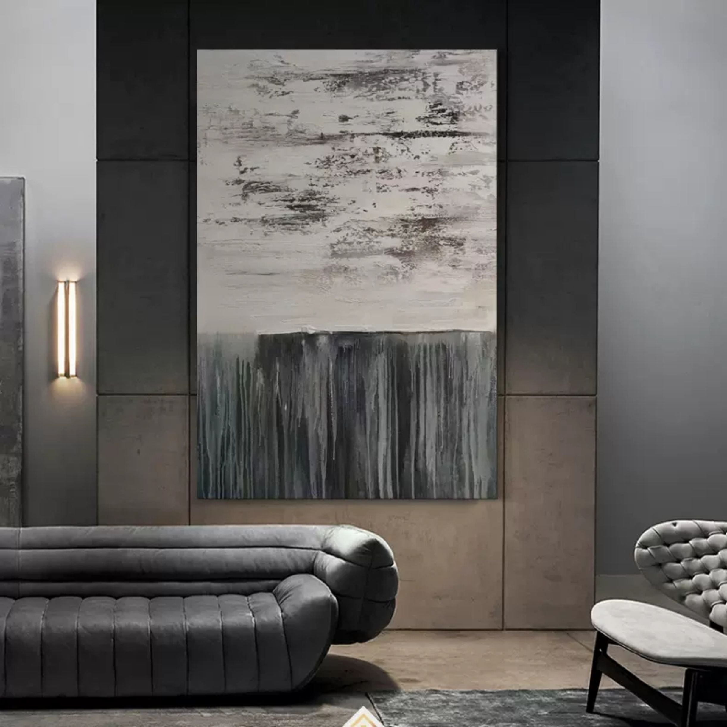 Wabi-Sabi Abstract Painting Gray 3D Minimalist Abstract Art Gray Textured Wall Art Gray Canvas Art