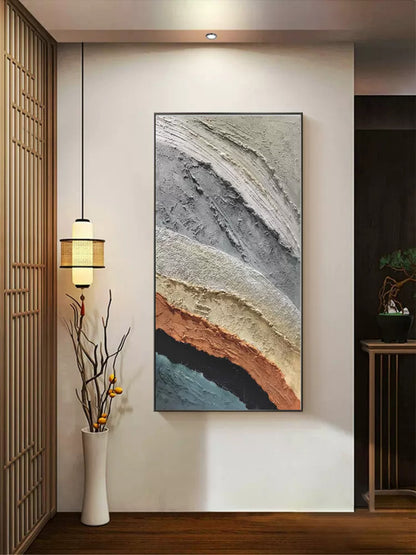 Large 3D Abstract Acrylic Painting Panoramic Textured Abstract Wall Art Large Minimalist Canvas Art
