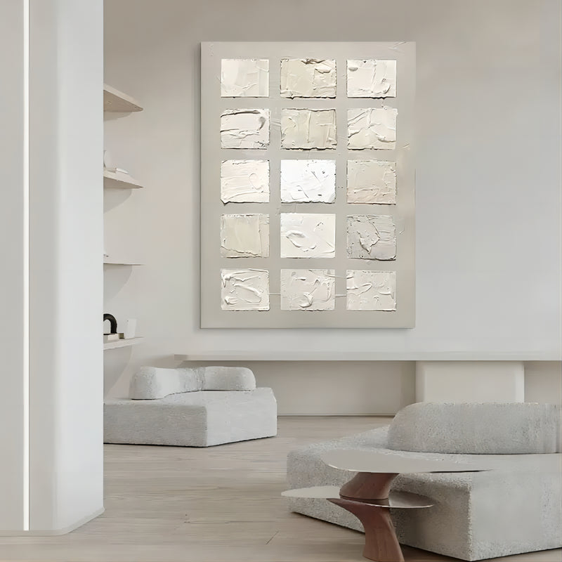 Gray 3D Textured Acrylic Abstract Painting Gray Minimalist Abstract Art 3D Plaster Art Wabi-Sabi Art