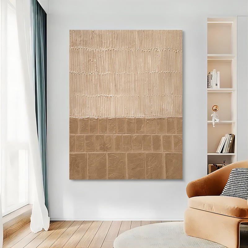 Brown 3D Abstract Painting Brown Minimalist Art Brown Textured Wall Art Wabi-Sabi Abstract Painting