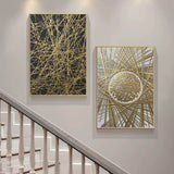 Gold 3D Abstract Canvas Art Set of 2 Gold Textured Acrylic Painting Set of 2 Luxury Living Room Wall Decor