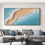 Blue Sea 3D Textured Acrylic Painting Horizontal Living Room Wall Painting Large Landscape Art