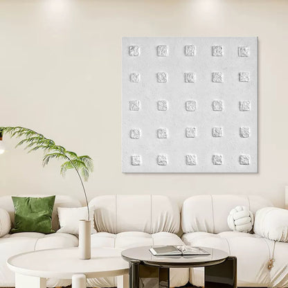 3D White Abstract Canvas Art Textured Wall Art White Abstract Oil Painting Minimalist Textured Art Canvas