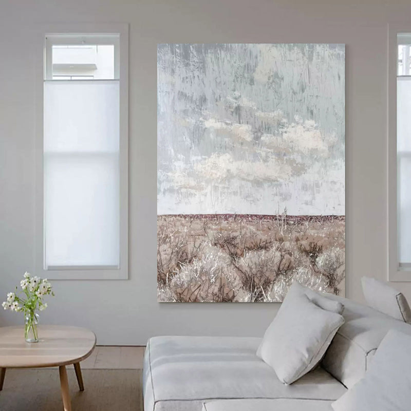 Large Gray 3D Abstract Painting Wabi-Sabi Wall Art Mixed Media Art Gray Textured Wall Decor Painting