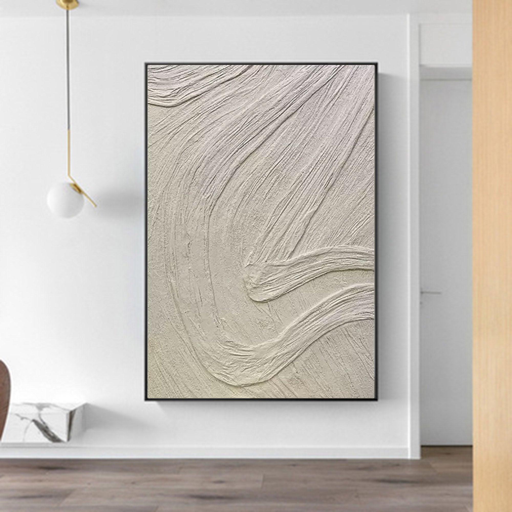 White plaster art Paster painting 3D plaster art Plaster abstract art Plaster wall art White 3D Minimalism art
