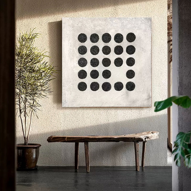 Wabi-Sabi Wall Art Black and White 3D Abstract Painting Wabi-Sabi Wall Decor Painting Minimalist Art