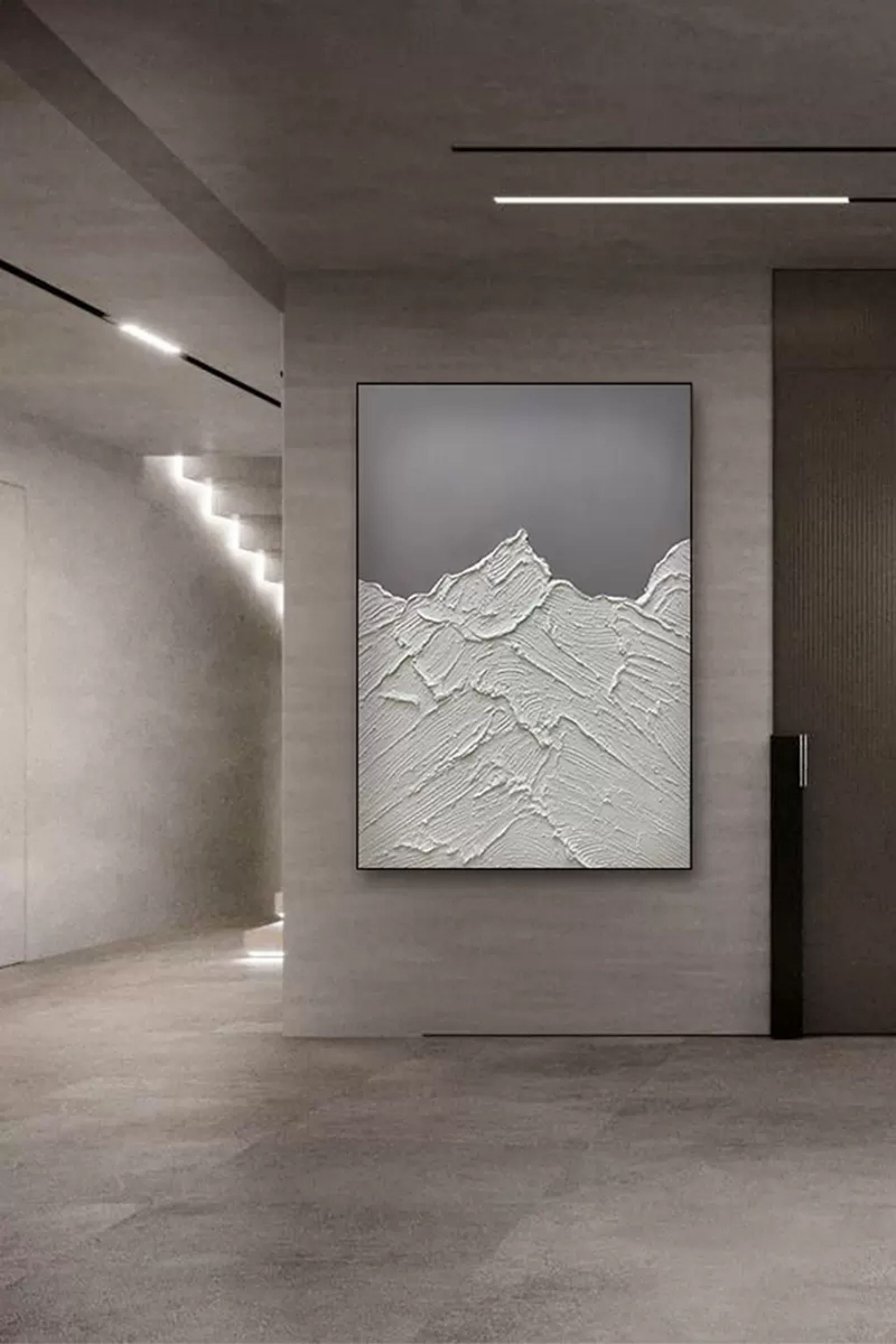 White Plaster Art White 3D Textured Abstract Painting White Minimalist Living Room Wall Decor Painting