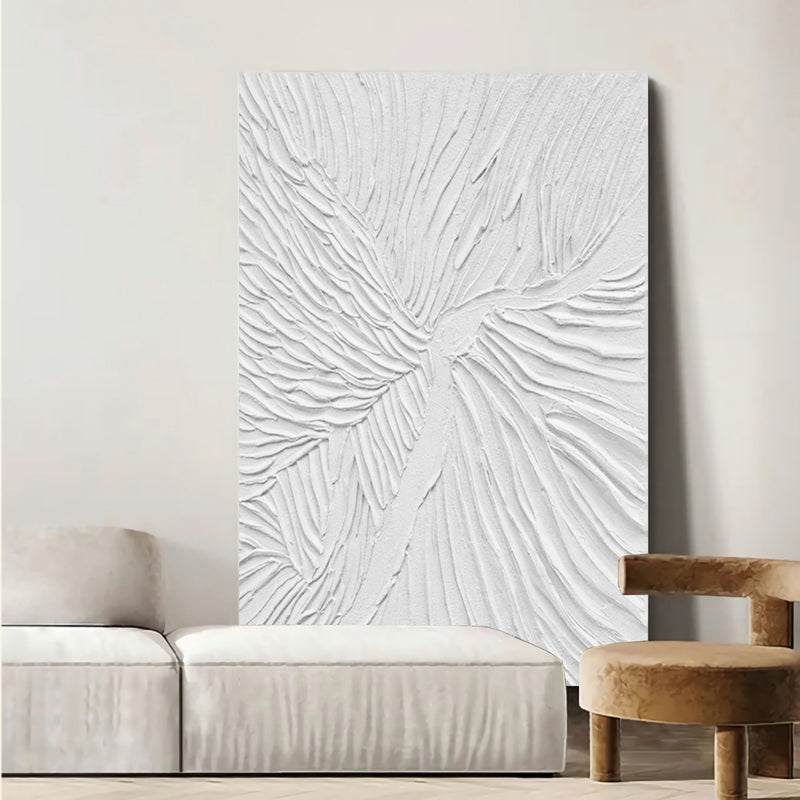 Large White 3D Textured abstract Painting White Minimalist abstract Art White Plaster abstract Art