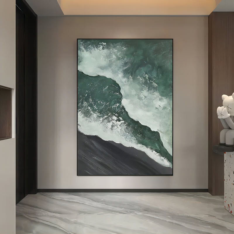 Green 3D Textured Wall Painting Green 3D Minimalist Canvas Art 3D Plaster Art Green Oil Painting