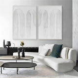 Large White 3D Abstract Art Textured Wall Art Plaster Wall Art Minimalist Canvas Painting Set of 2