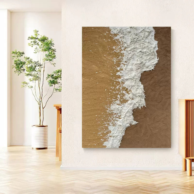 Large wabi-sabi abstract painting Large brown 3D textured wall art Large brown minimalist paintings