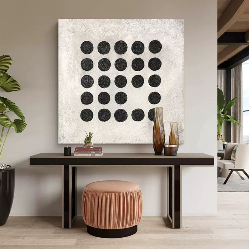 Wabi-Sabi Wall Art Black and White 3D Abstract Painting Wabi-Sabi Wall Decor Painting Minimalist Art