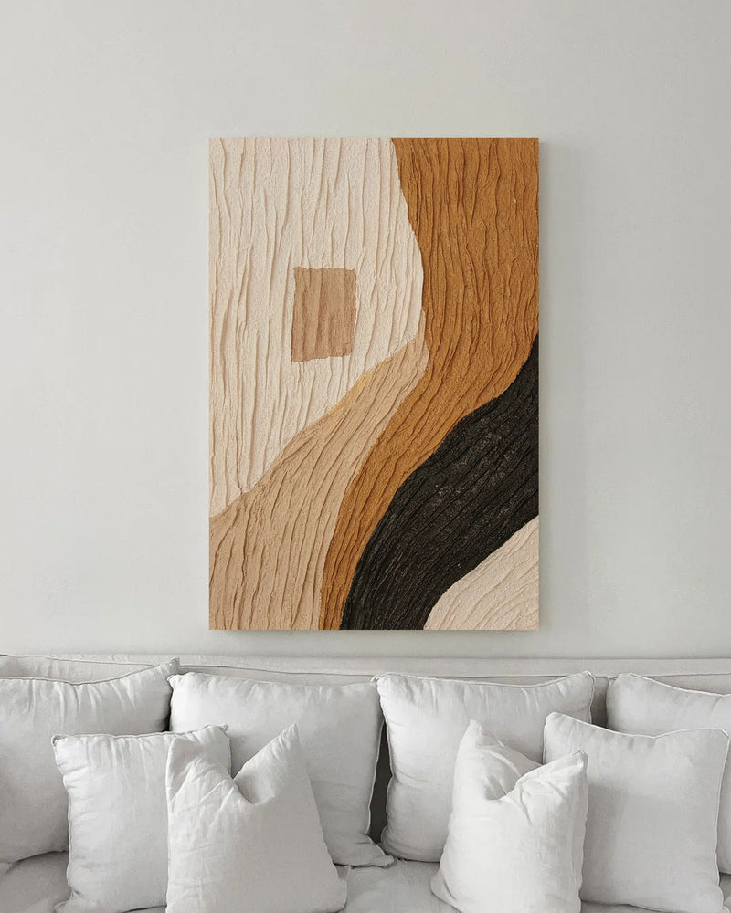 3D Plaster Art Brown 3d Textured Abstract Painting 3D Minimalism Abstract Art Plaster Wall Art