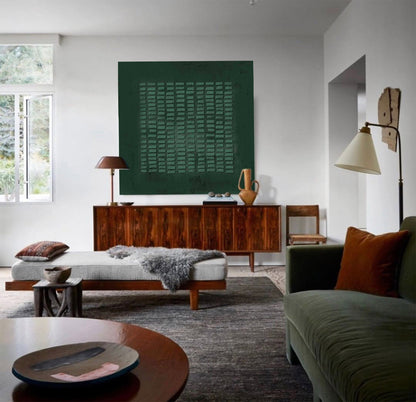 Wabi Sabi Wall Art Green Painting Green Abstract Art Canvas Minimalist Painting 3D Texture Wall Art
