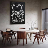 Large Keith Haring Heart Art Large Keith Haring 3D Texture Wall Painting Keith Haring Love Pop Art