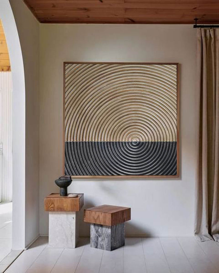 Wabi Sabi Canvas Painting Brown and Black Textured Wall Art Brown ...