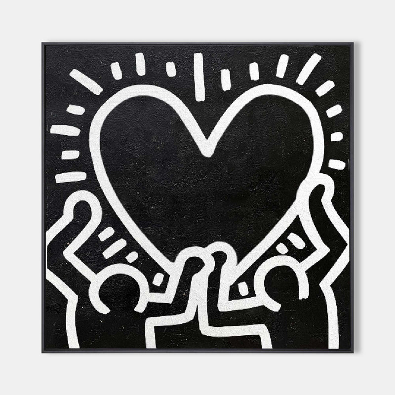 Keith Haring Heart Painting Keith Haring Heart Pop Art Keith Haring Heart Textured Wall Art