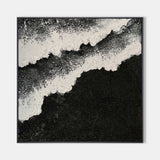 Black and White Beach Ocean Waves Plaster Canvas Art Textured Acrylic Painting Minimalist Art