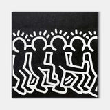 Haring Artwork Abstract Figure Painting Minimalist Dancing People Keith Haring Inspired