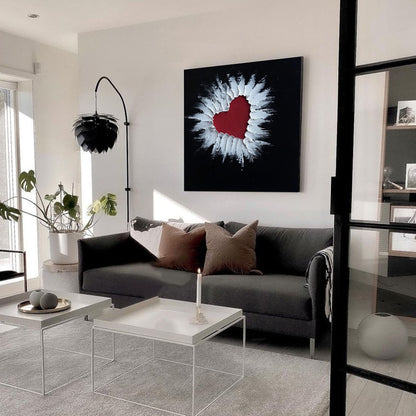 Red Heart Texture Painting Plaste Art LOVE bedroom wall art canvas 