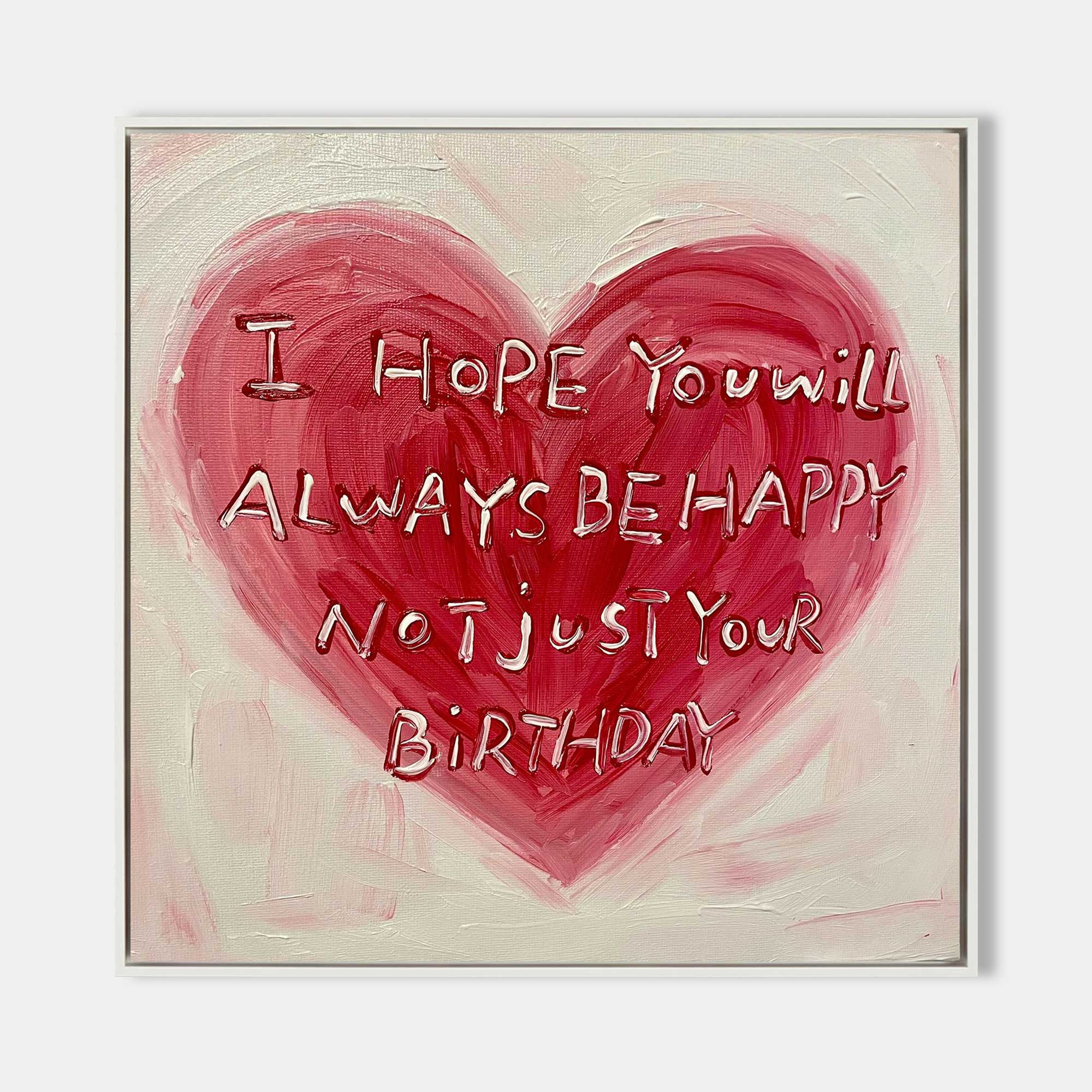 Love and Heart Textured Canvas Oil Painting Red Love Heart Love Decoration Painting Birthday Gift for Lover