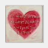 Love and Heart Textured Canvas Oil Painting Red Love Heart Love Decoration Painting Birthday Gift for Lover