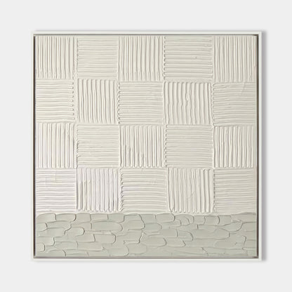 White 3D Textured Wall Art White Plaster 3D Abstract Painting White 3D Minimalist Canvas Art