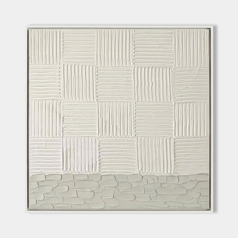 White 3D Textured Wall Art White Plaster 3D Abstract Painting White 3D Minimalist Canvas Art
