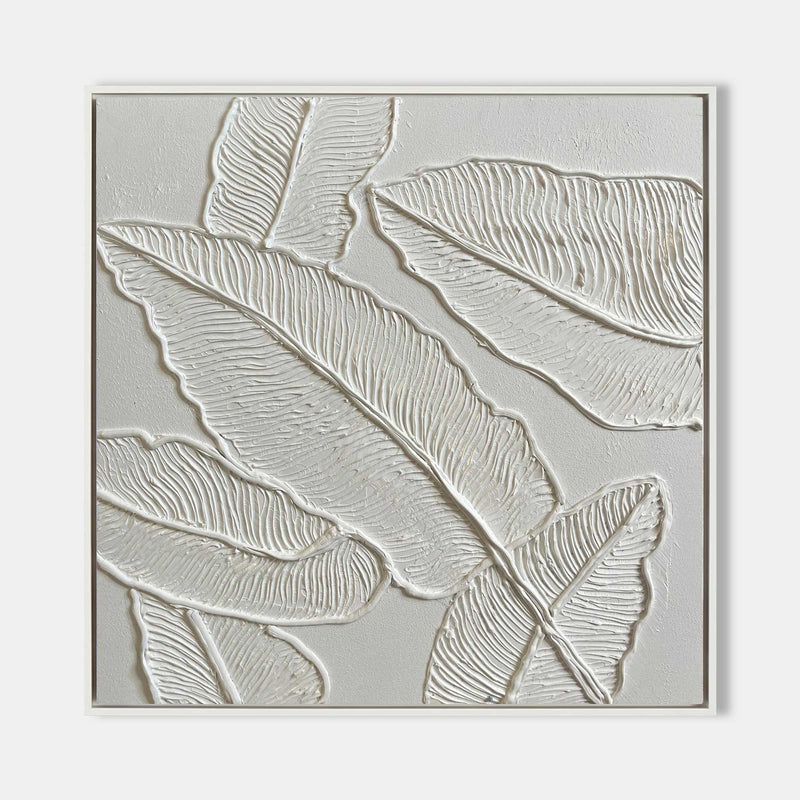 White Plaster Wall Art Textured Acrylic Abstract Painting 3D Minimalist Canvas Art