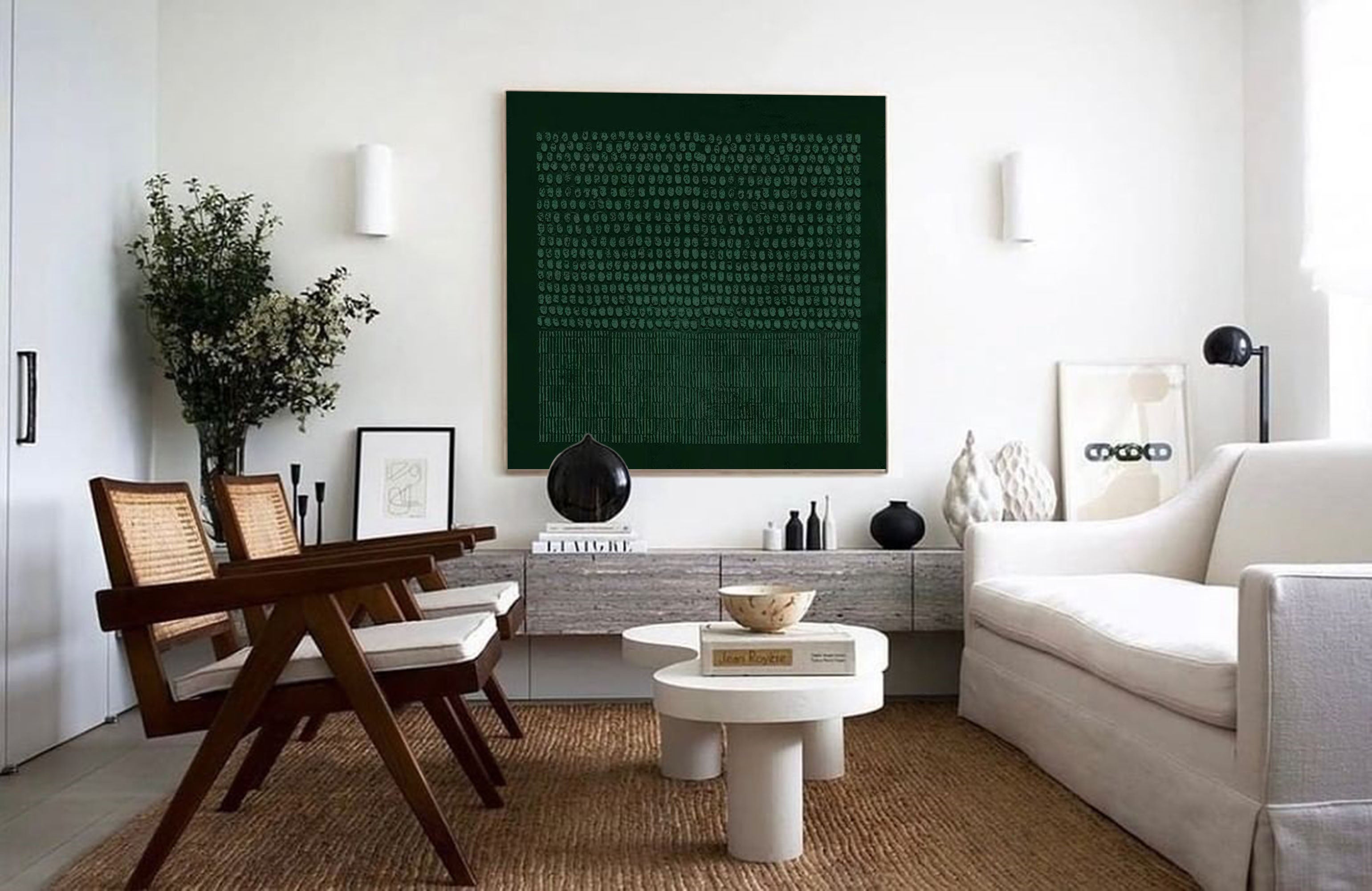 Wabi-Sabi home decor green painting green abstract art canvas green abstract art canvas minimalist painting 3d texture wall art green wall art